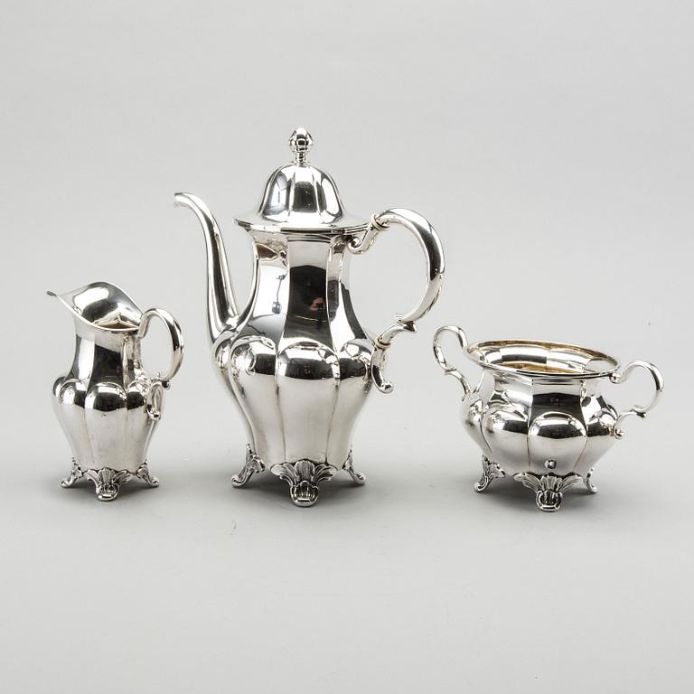 A three piece silver coffee service byGAB AB 1932-33, 1330g.