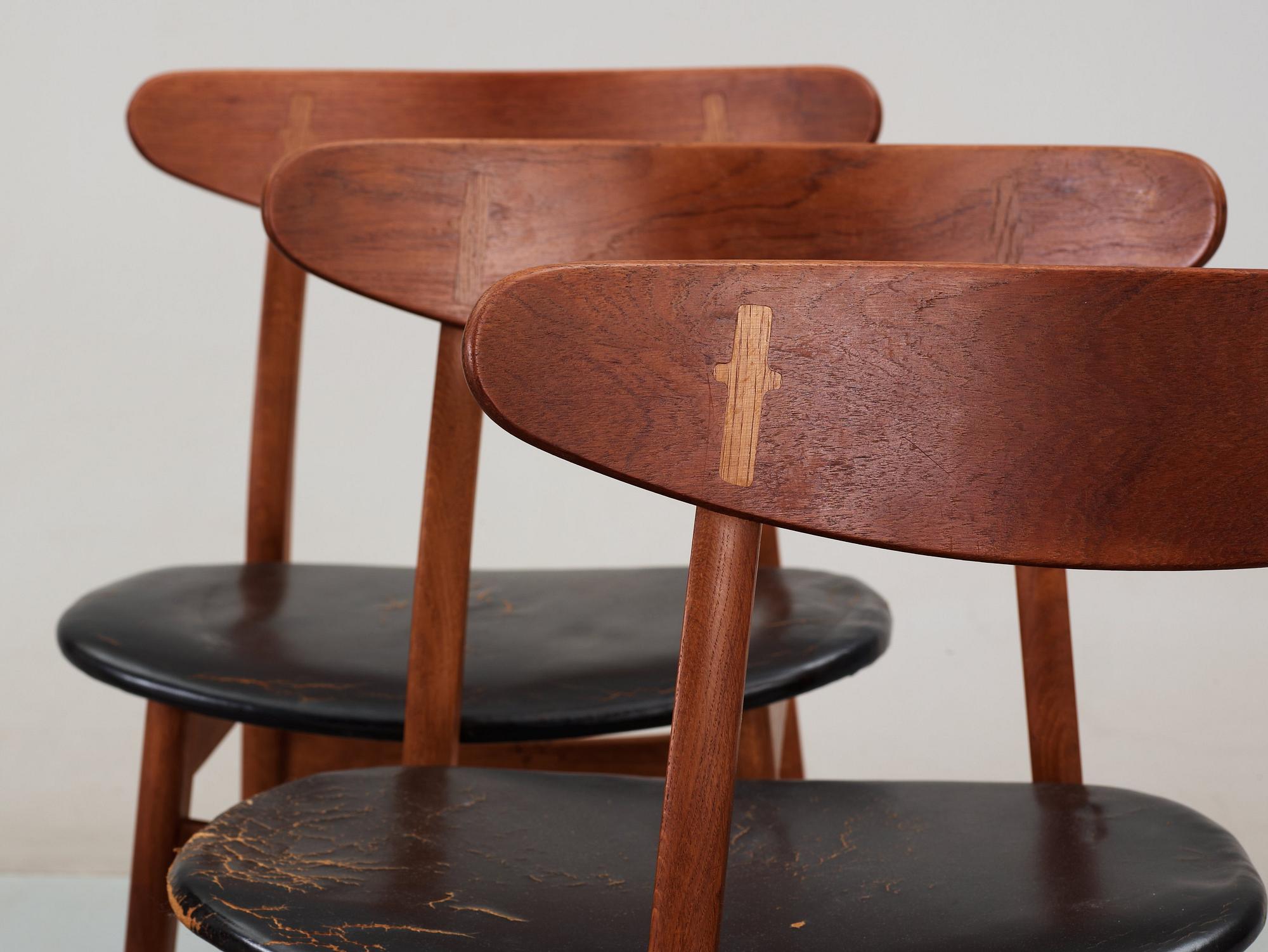 HANS J WEGNER, stolar, 4 st "CH-30", Carl Hansen & Son, Danmark 1950-60-tal.