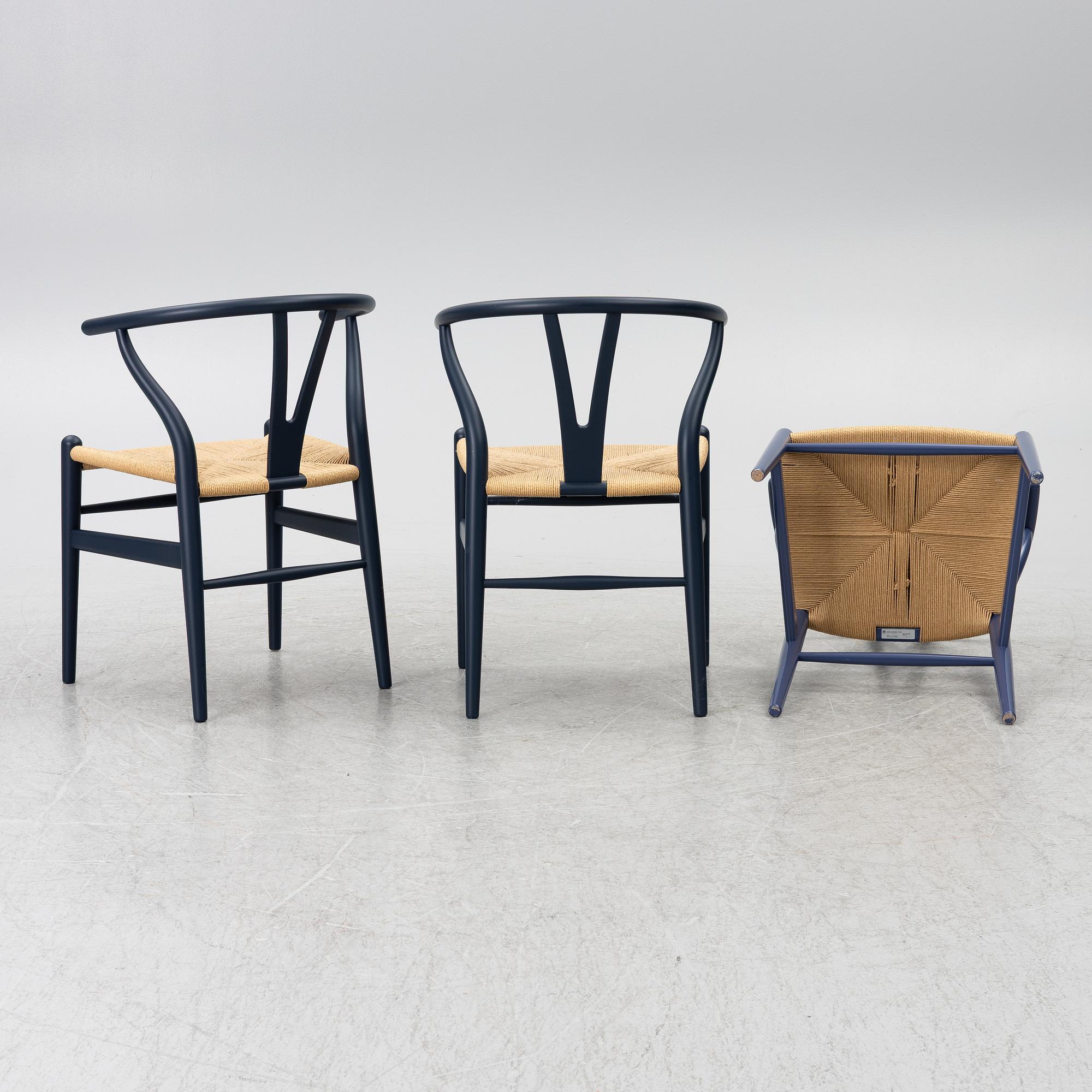 Hans J. Wegner, stolar, 3 st, "Y-stolen", Carl Hansen & Son, Odense, Danmark.