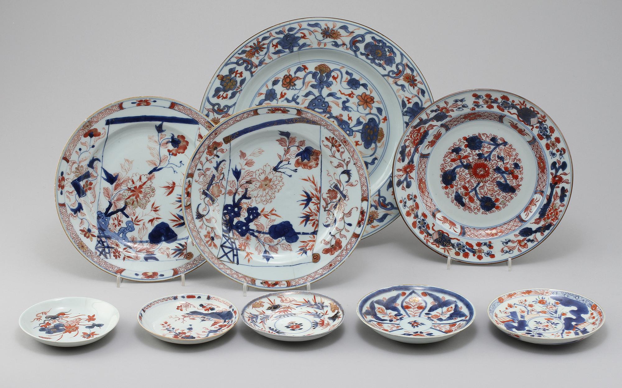 PARTI PORSLIN, 9 delar, porslin, Kina, 1700-tal.