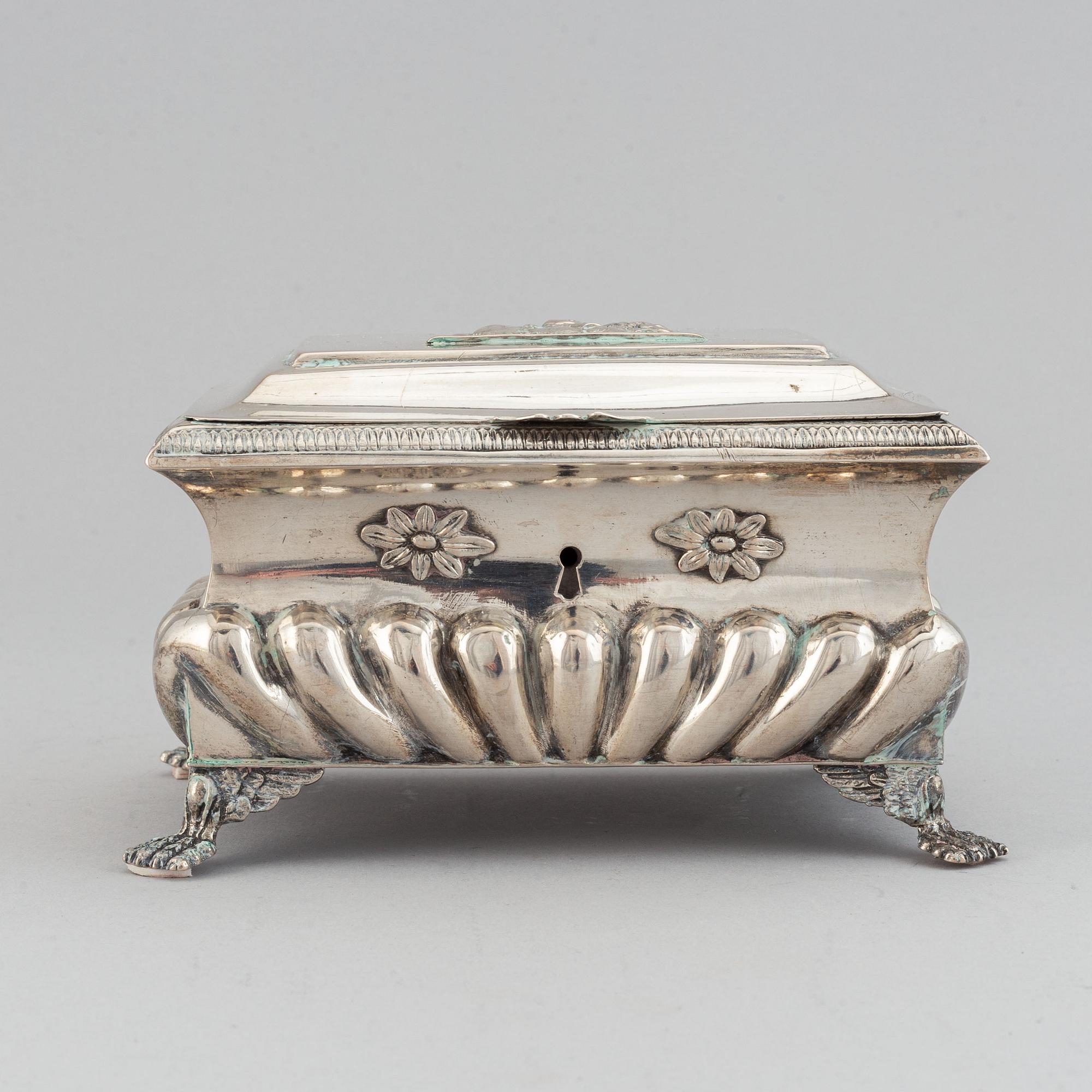 A silver sugar box, probably Poland, 19th century.