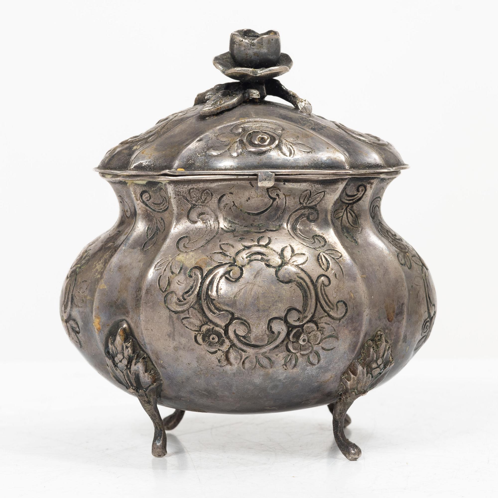 Sven Carlsson, Sugar box, silver, Rococo style, 1972.