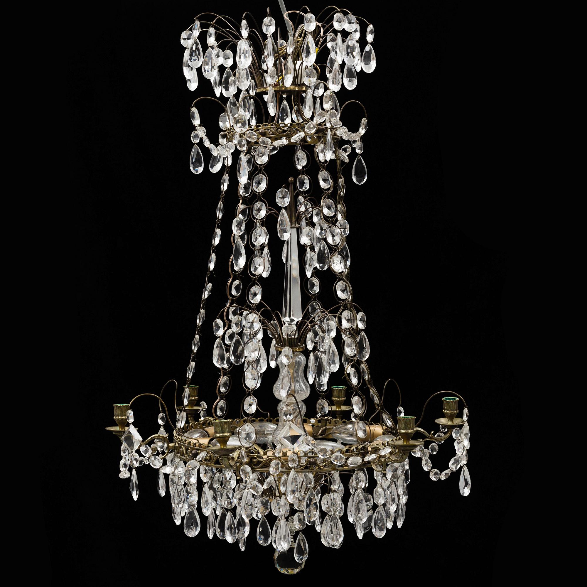 An empire style chandelier, mid 20th century.