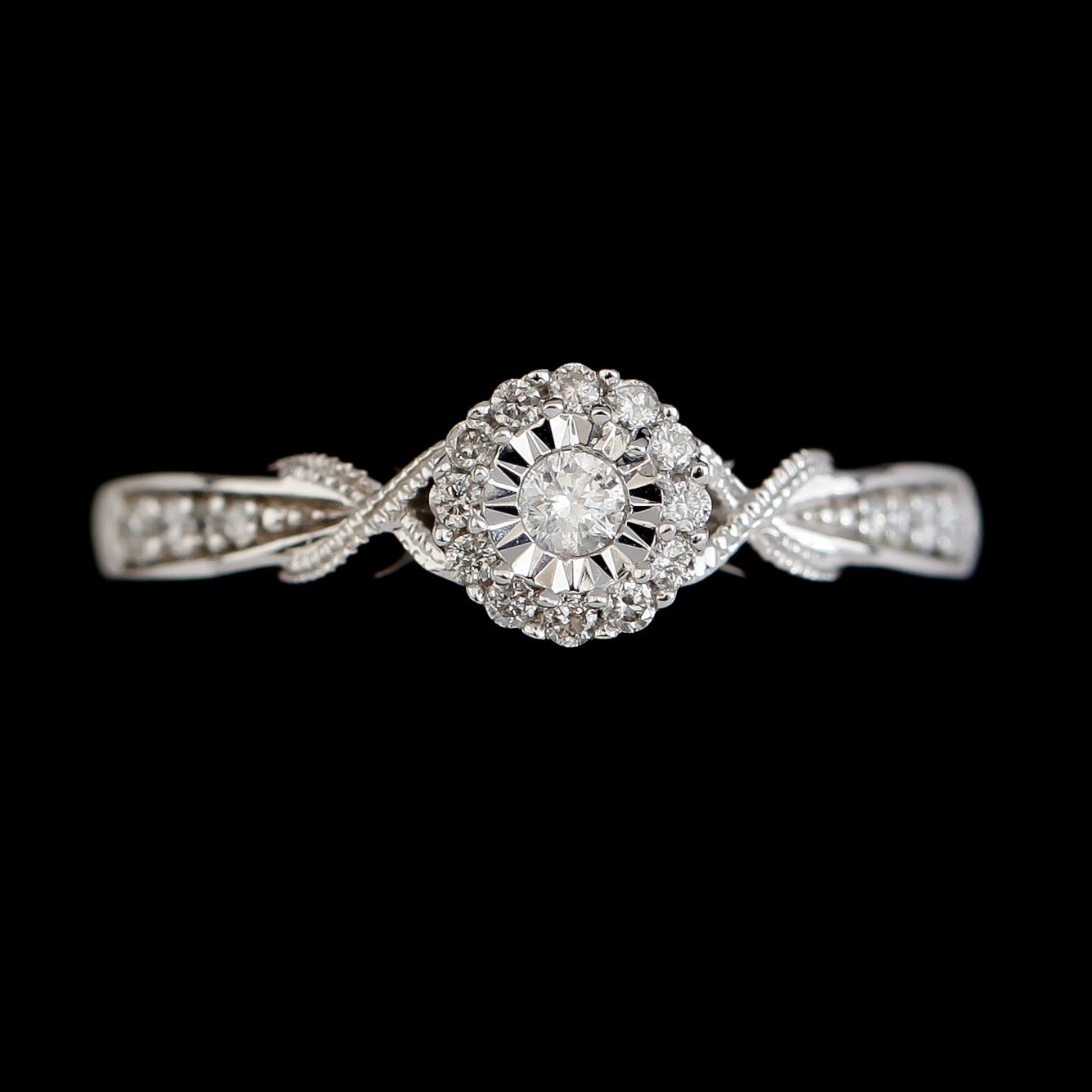 RINGAR, 2 st, 10K vitguld, diamanter tot ca 0.32 ct.