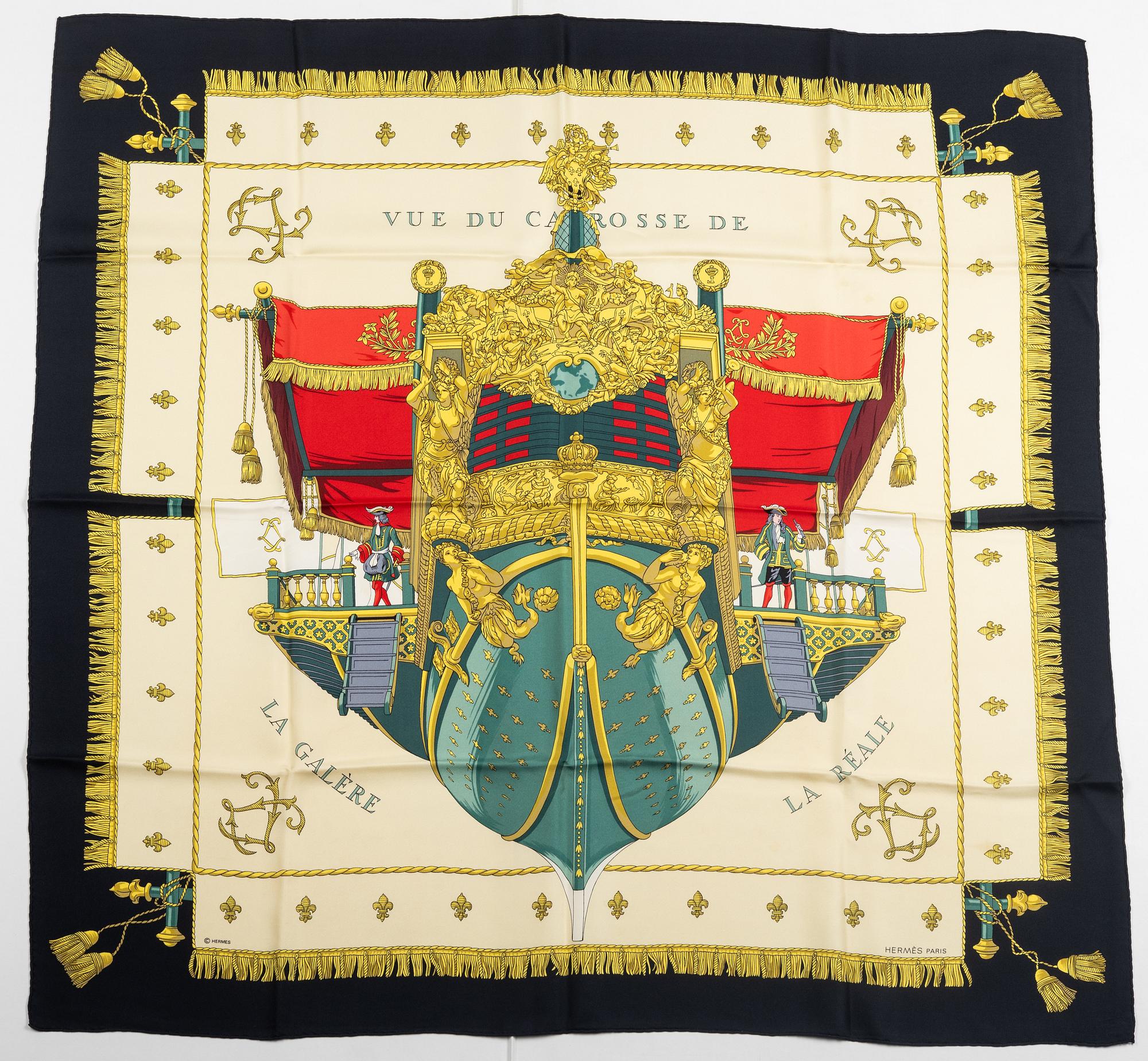 Hermès, scarf, "Vue du Carosse de la Galère La Réale".