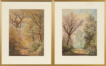 English artist, 19th Century, watercolours, a pair, signed.