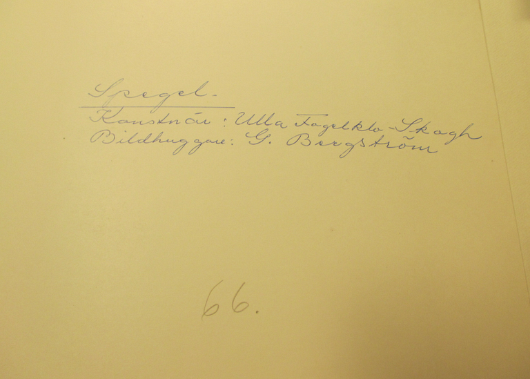 Ulla Fogelklou-Skogh, a wall mirror, cabinetmaker Gustav Bergsten, for the Stockholm Crafts Association, 1936.