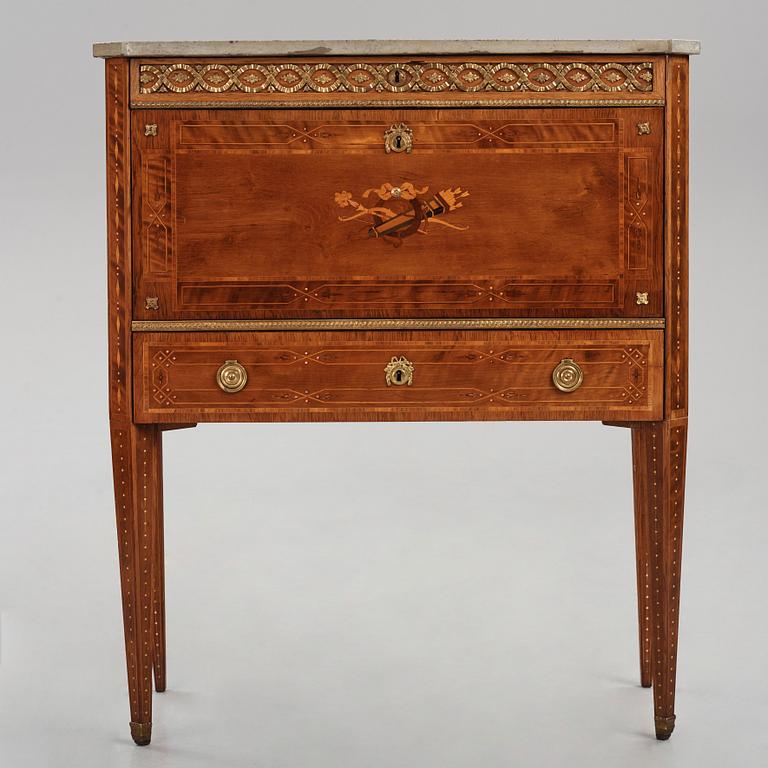 A Gustavian marquetry and ormolu-mounted secretaire by N. P. Stenström (master in Stockholm 1781-90).