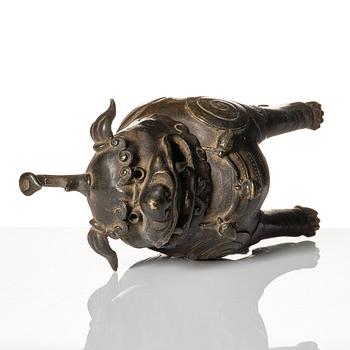 A bronze censer in the shape of a buddhist lion, Ming dynasty (1368-1644).