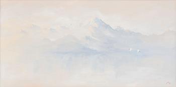 Axel Lind, Mountain Landscape with Flying Swans.