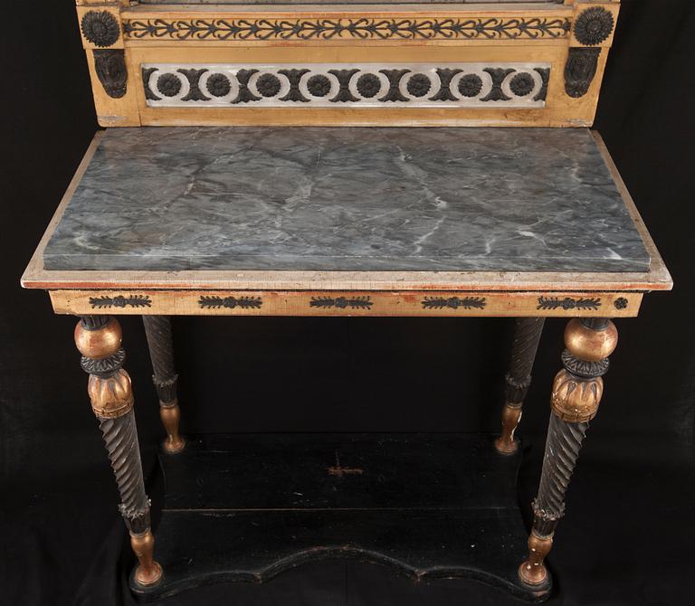 SPEGEL OCH KONSOLBORD. Sverige, 1800-talets början. Sengustavianskt.