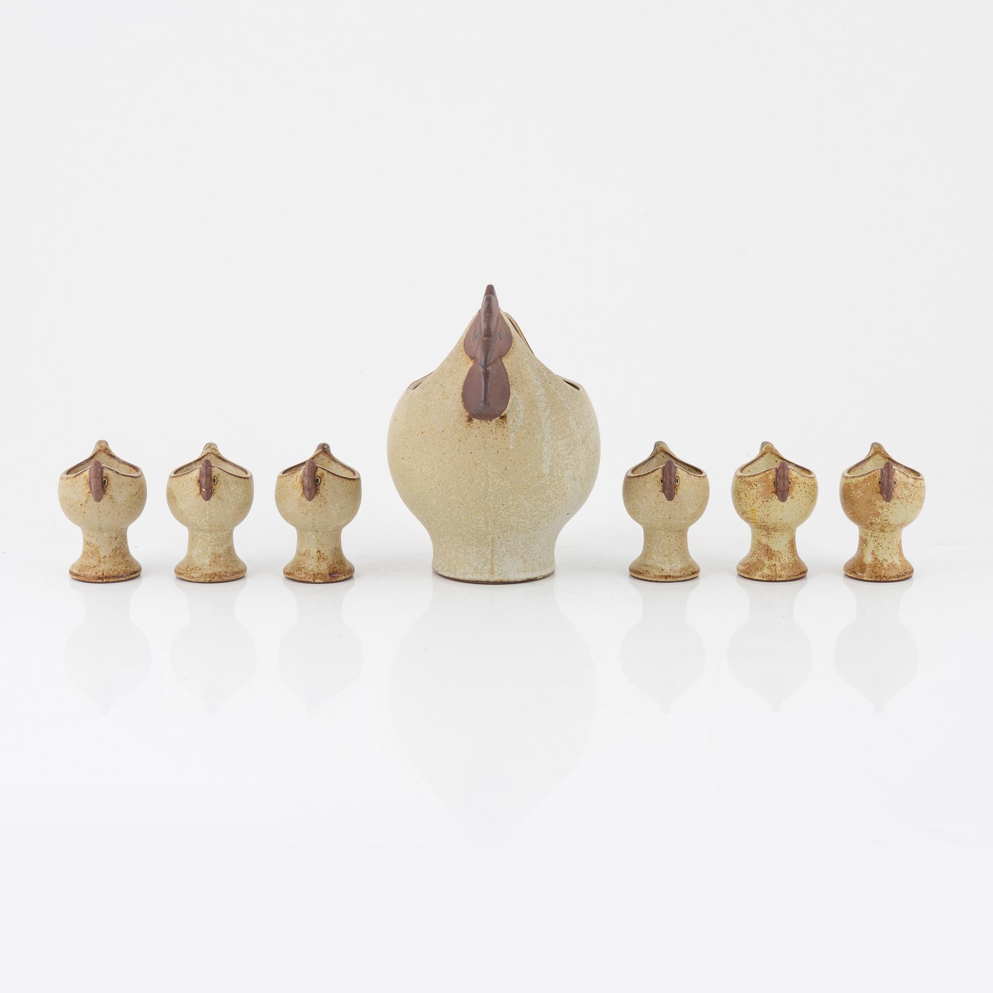 Lisa Larson, ägghöna med sex äggkoppar.