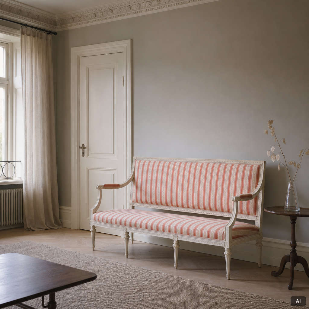 A Gustavian sofa, late 18th century.