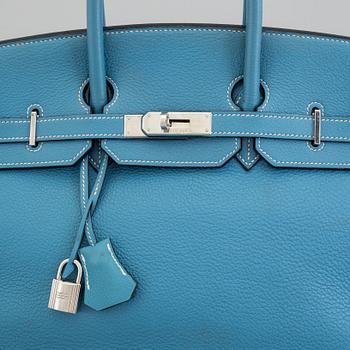 A "Birkin Bag" by Hermès, 35 Bleu.