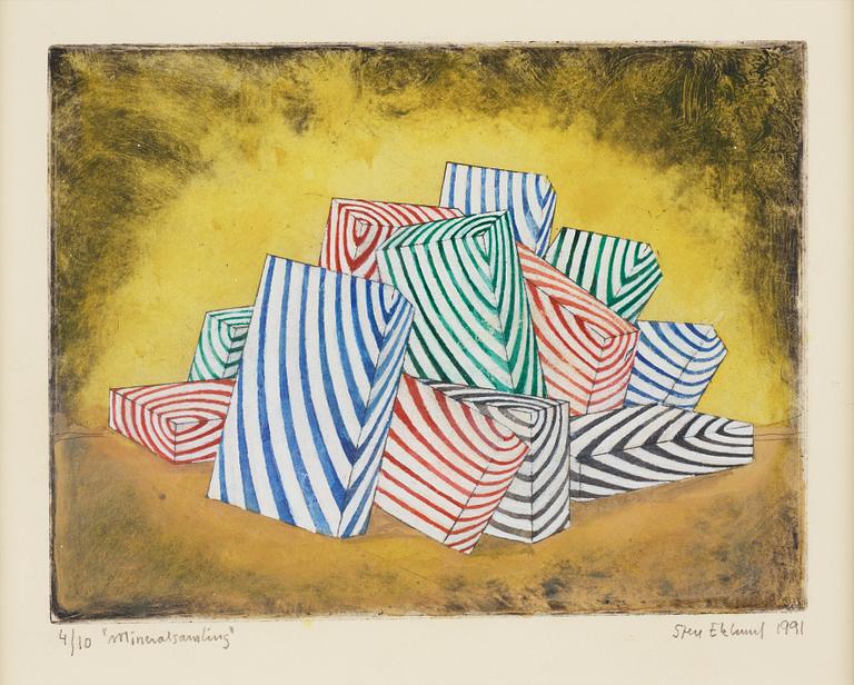 Sten Eklund, akvarellerad etsning, signerad och daterad 1991, numrerad 4/10.