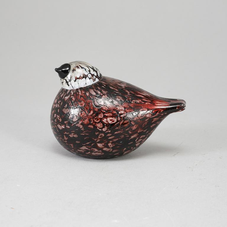 OIVA TOIKKA, glasfågel, Rosy Finch (Punavarpunen), signerad O. Toikka Nuutajärvi.