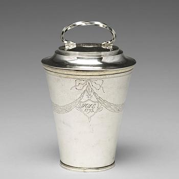 193. A Swedish early 19th century parcel-gilt silver beaker and cover, mark of Johan Fredrik Bjornstedt, Stockholm 1811.