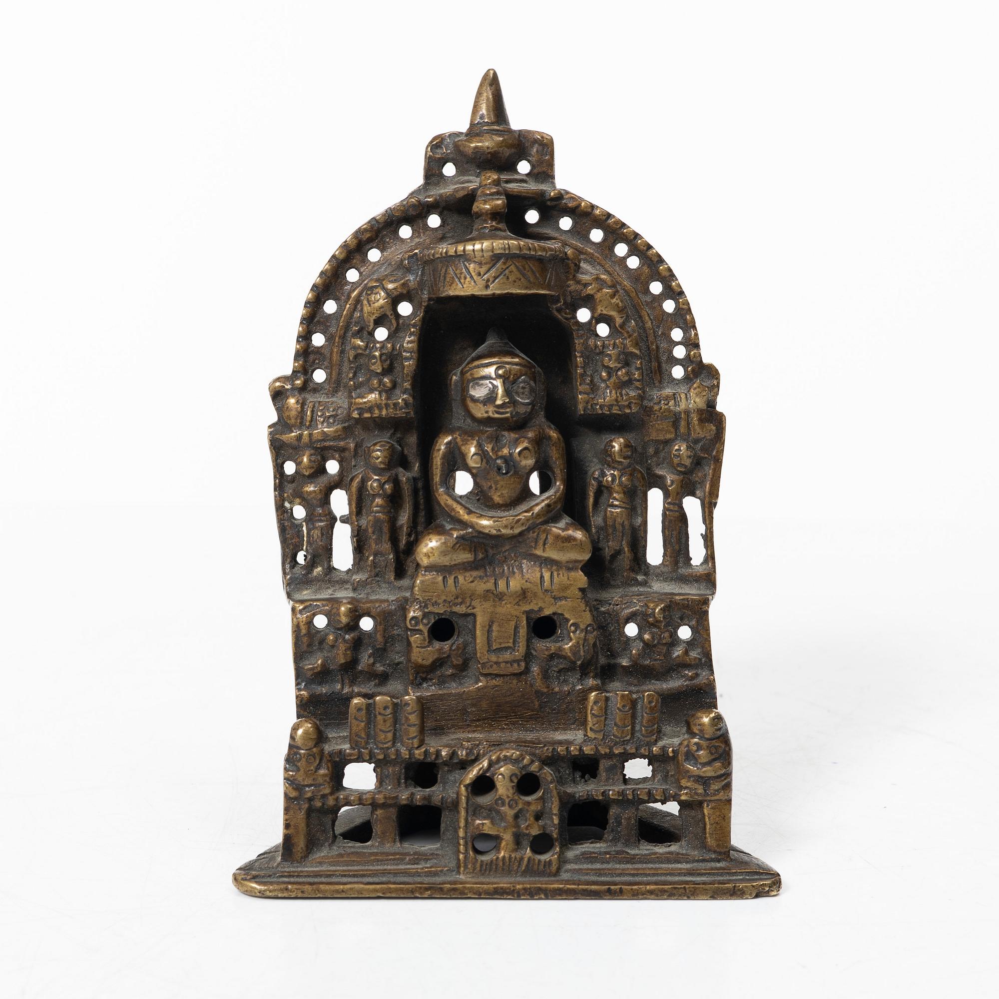 A Jain copper alloy shrine, India, 14th-17th century.
