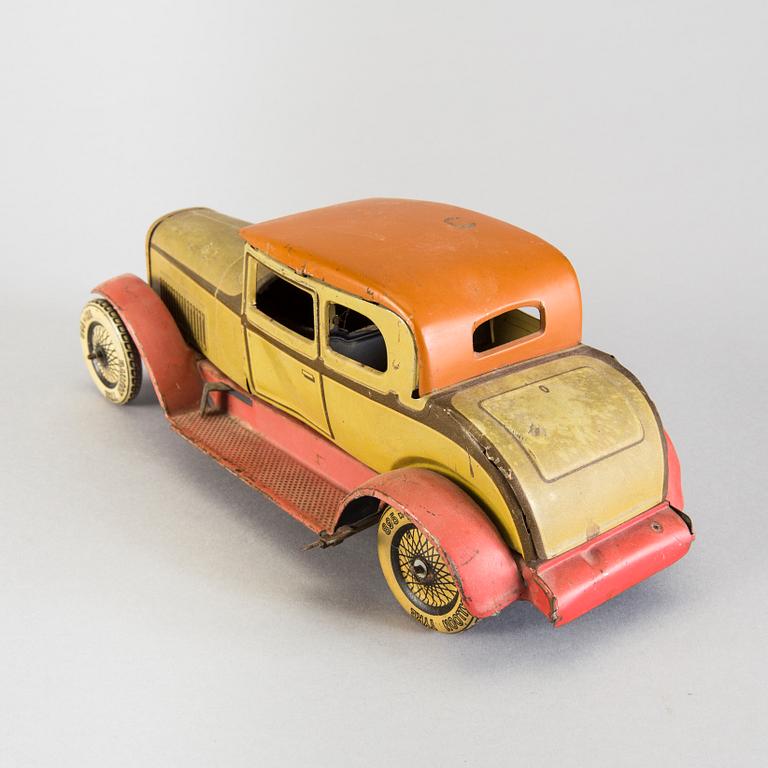 A Tipp & Co tinplate sports car, Germany, 1930s.