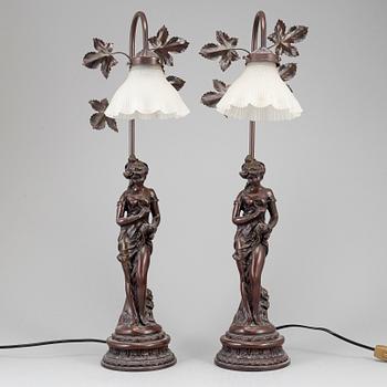 A pair of Art-Nouveau style table lamps.