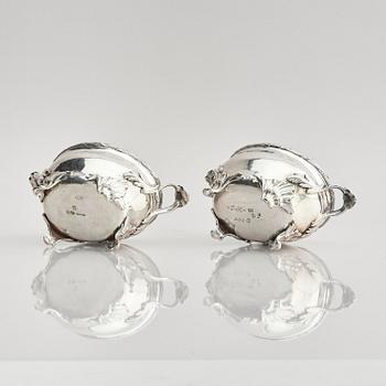 A pair of Swedish 18th century silver sugar bowls, marks of Henrik Wittkopf the younger and Pehr Zethelius, Stockholm.