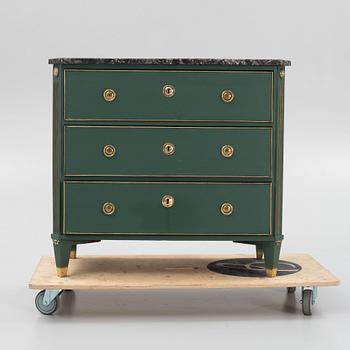 A Gustavian style chest of drawers, around the year 1900.