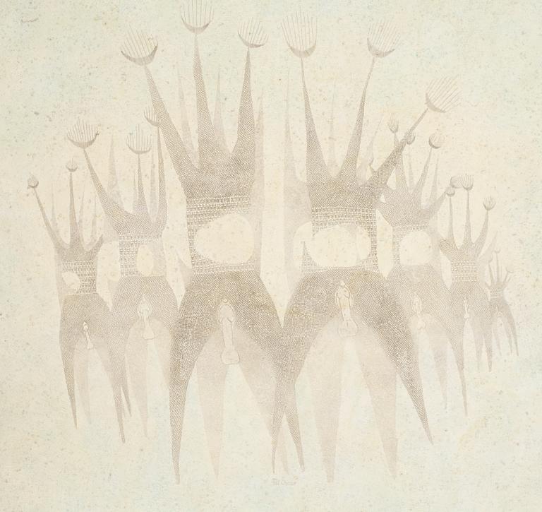 Thea Ekström, mixed media on panel, signed Ekström and dated 12 VII -65.