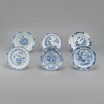 TALLRIKAR, 6 st, porslin, Kina, 1700-tal.