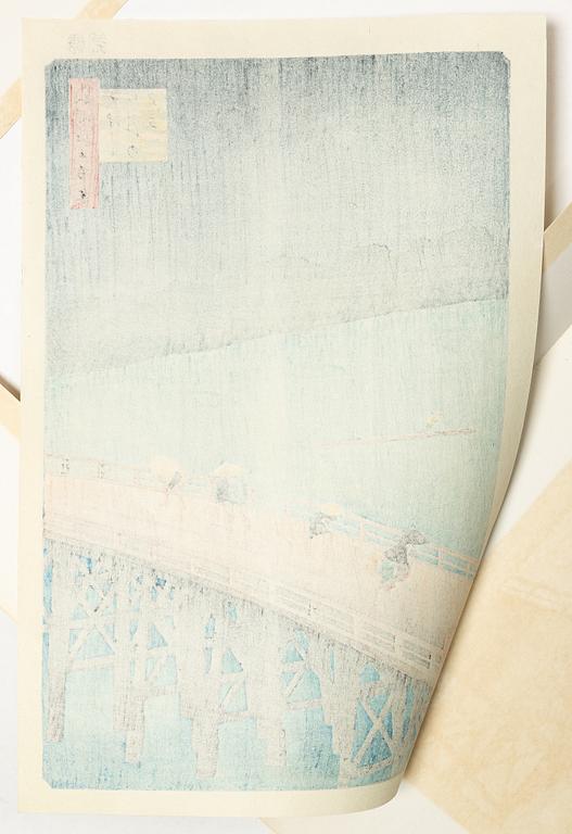 Ando Utagawa Hiroshige, efter, "Sudden Shower over Shin-Öhashi Bridge and Atake", 1900-tal.