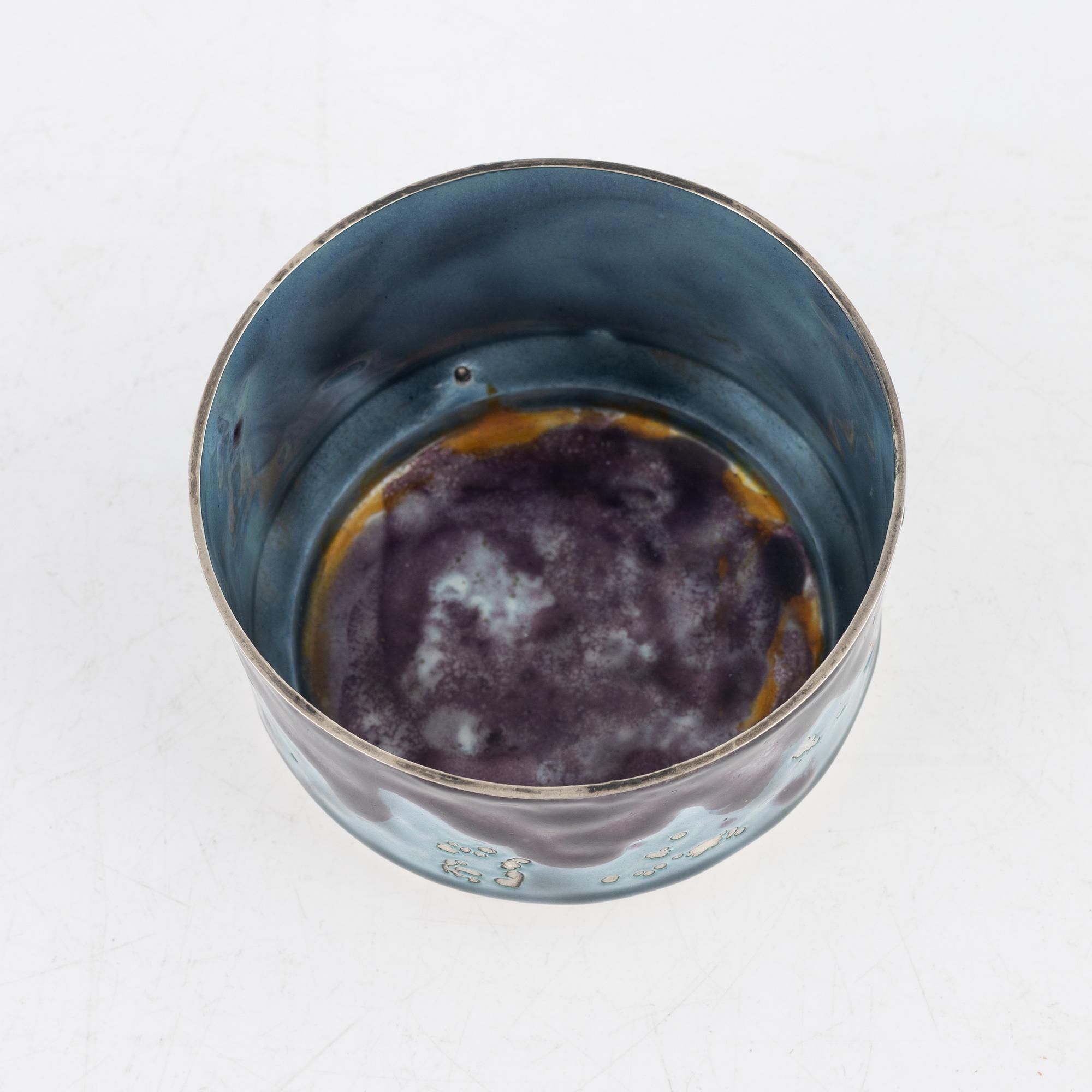Inger Hanmann, a sterling silver and enamel bowl, Anton Michelsen, Copenhagen 1969.