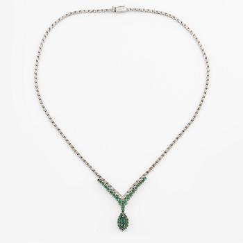 Necklace, 18K white gold with emeralds, Italy.