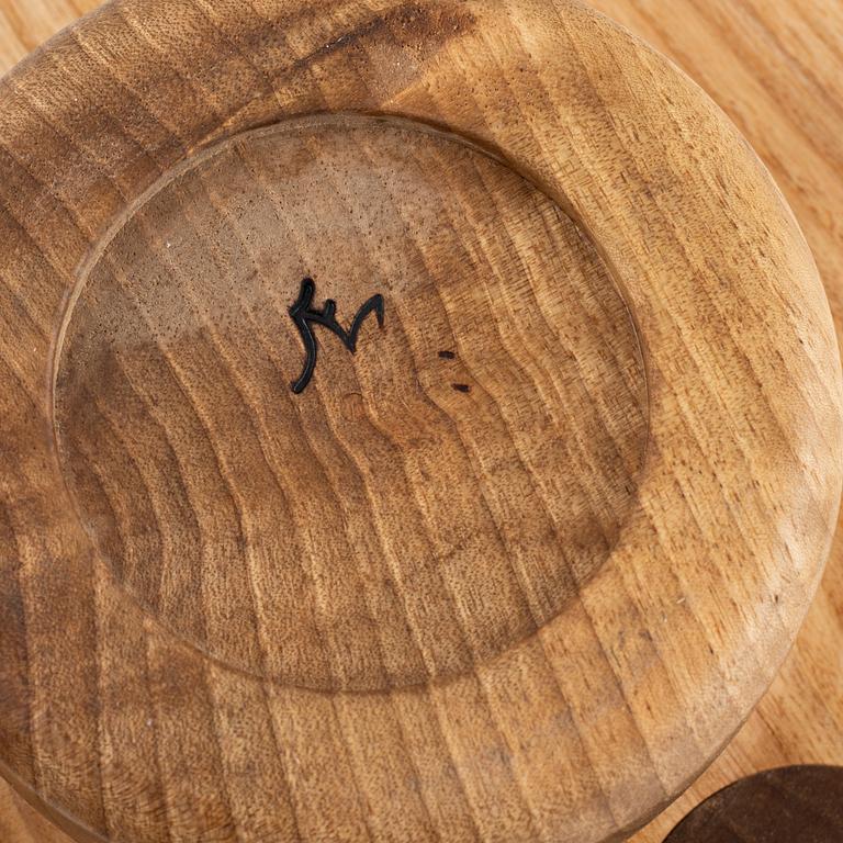 Magnus Ek, a set of six walnut and ash wood appetizer plates for Oaxen Krog.