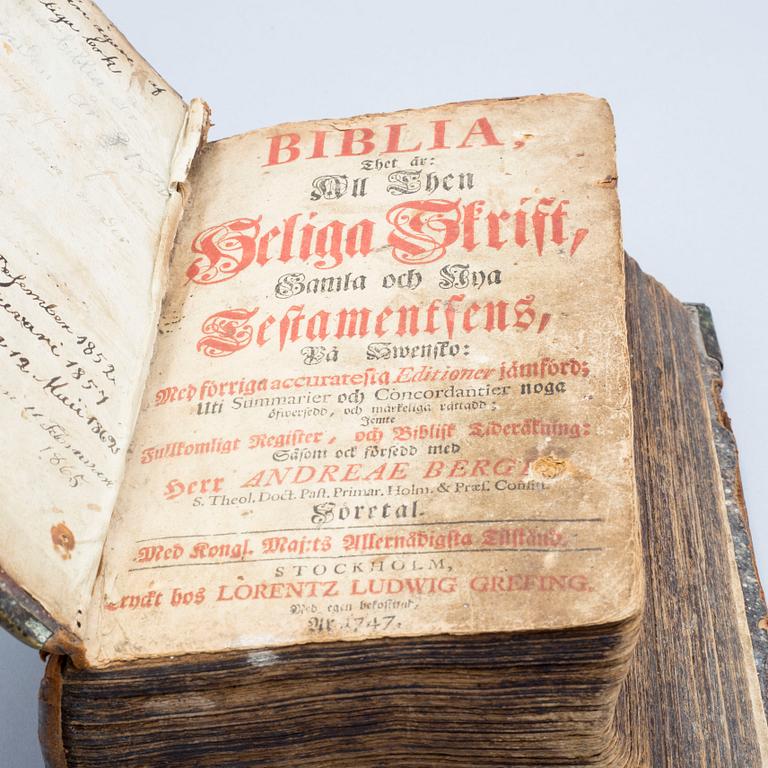 BOK, "Biblia thet är nu then Heliga Skrift..." 1747.