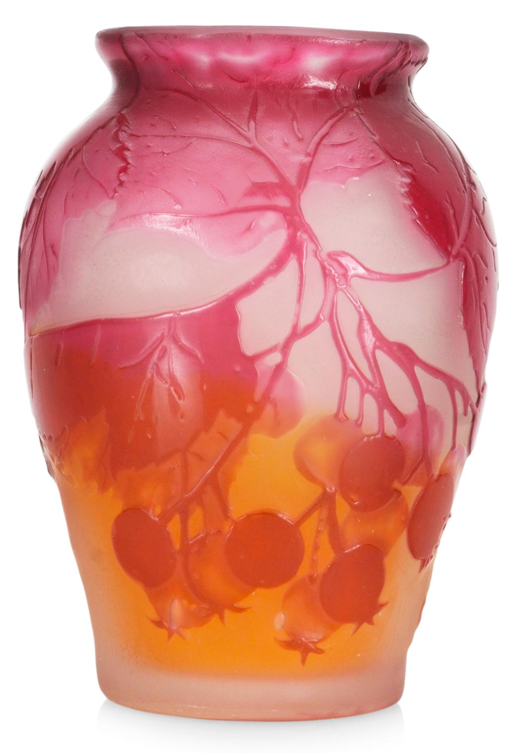 A cameo glass Art Nouveau vase by Emile Gallé, Nancy, France.