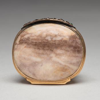 An 18th century agath and gold, snuff-box.