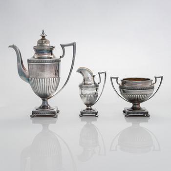 A three-piece silver coffee set,  Kultateollisuus Oy, Turku 1966.