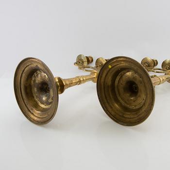 Candelabra, brass, a pair, Art Nouveau, early 20th century.