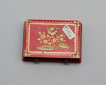 A French 18th century ivory counter box painted in colours signed "Mariaval le Juene a Rouen fecit".