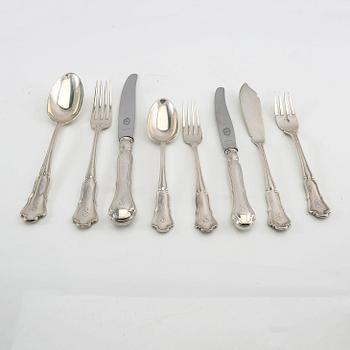 Bestick 54 dlr silver "Olga" AN (Nilsson A J P Hasselgrens Eftr) Lund 1930-tal.