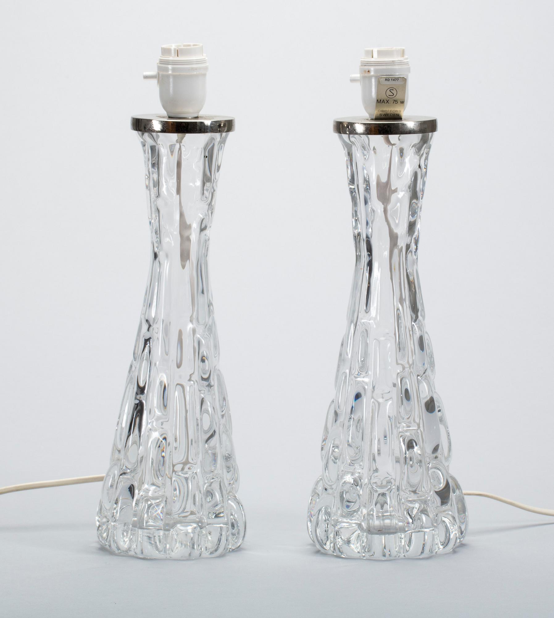 BORDSLAMPOR, ett par, glas, design Carl Fagerlund.