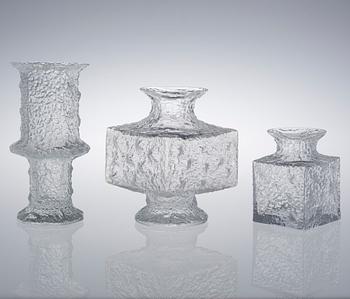TIMO SARPANEVA, MALJAKOITA, 3 kpl, "Nardus", "Crassus", "Krookus" Iittala, 1960-70-luku. Yksi signeerattu.