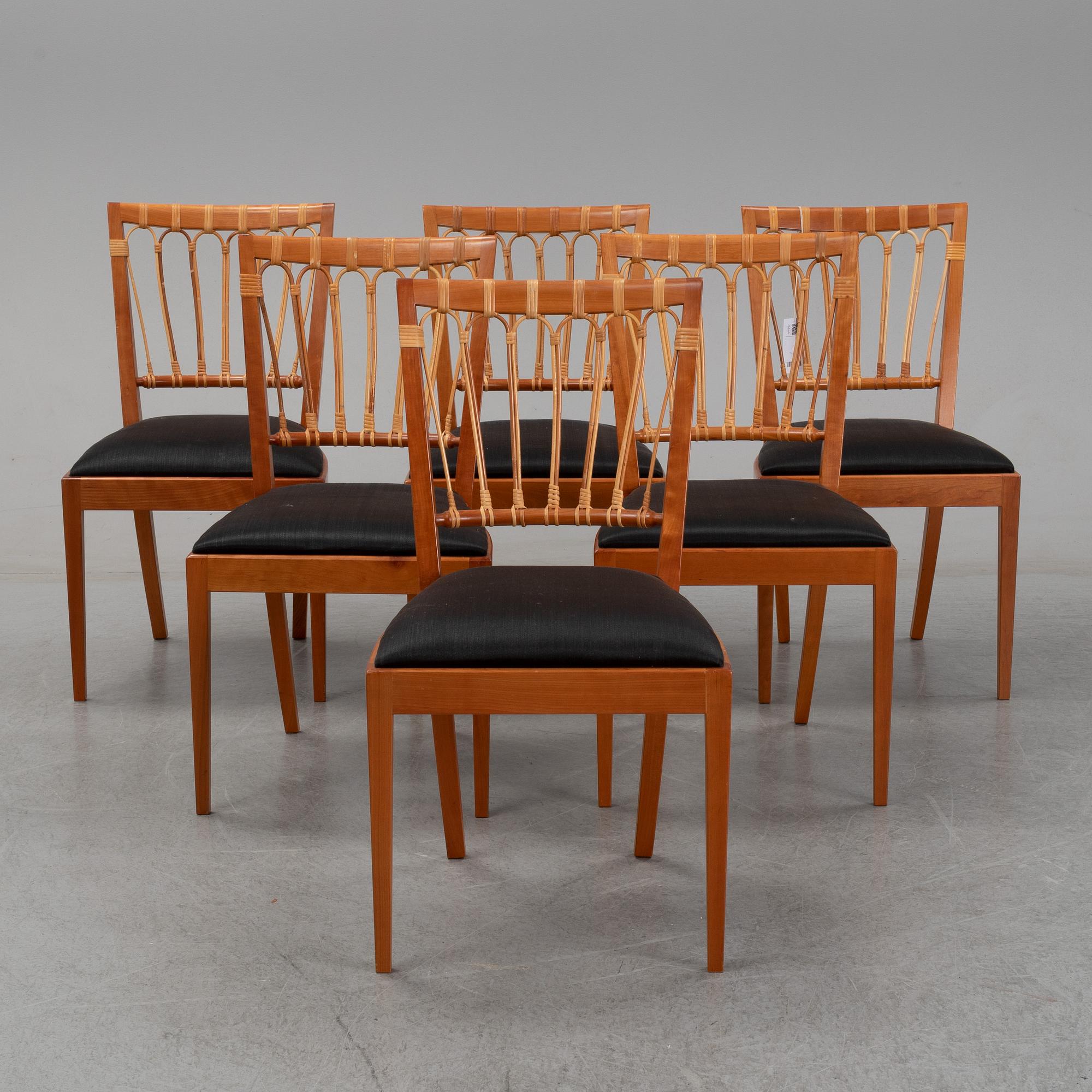 Josef Frank, stolar 6 st, modell 1165, Firma Svenskt Tenn.