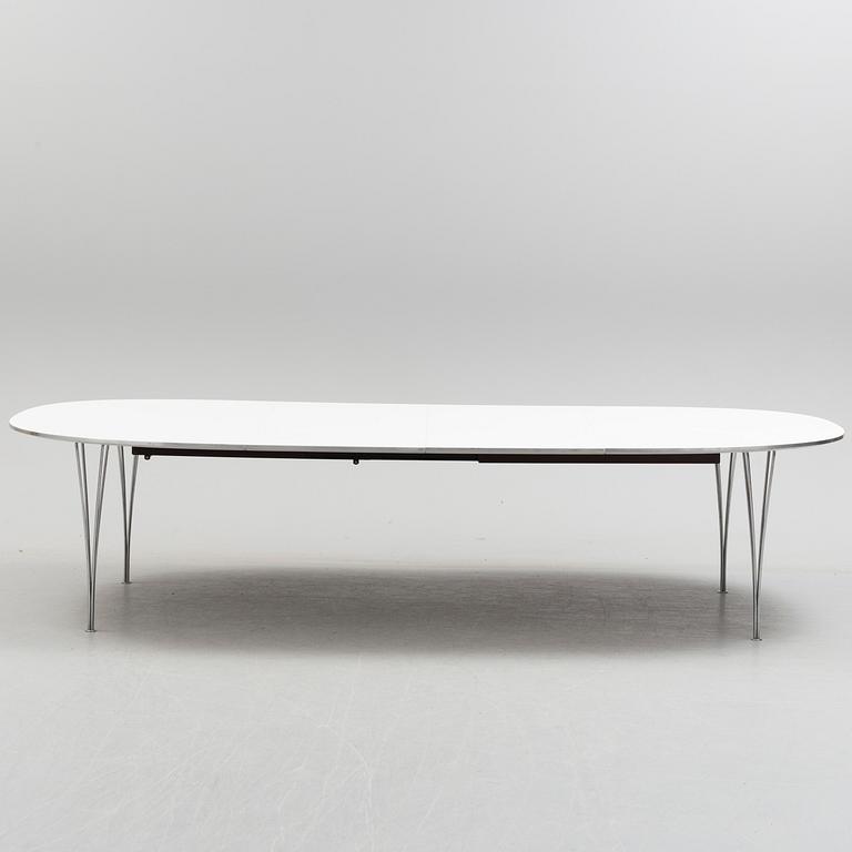 BRUNO MATHSSON & PIET HEIN, "Superellips" dining table with two extension leaves.