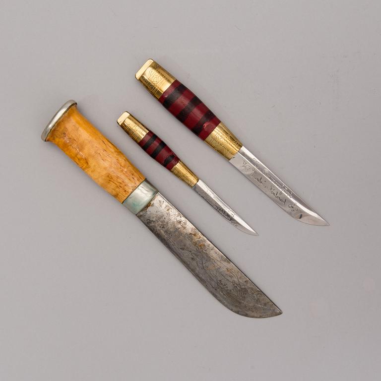 Three Finnish knives from Lapland, latter part of the 20th century.