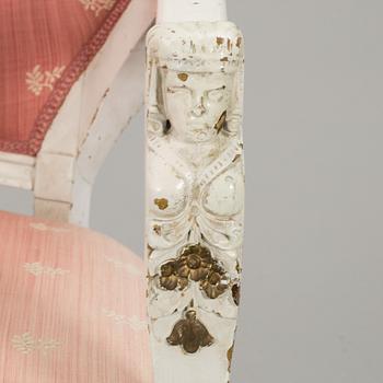 KARMSTOLAR, ett par, sengustaviansk stil 1900-talets början.