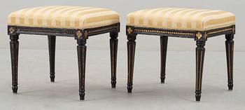A pair of Gustavian stools by M Lundberg, master 1775.
