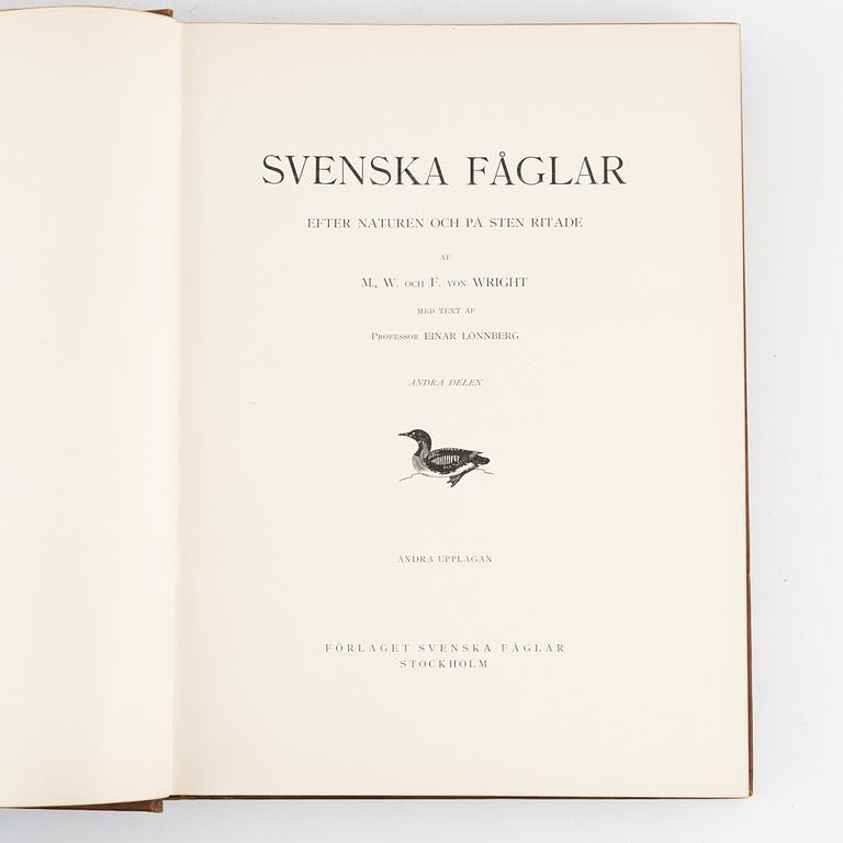 Bröderna von Wright, bokverk, 3 band, "Svenska fåglar", A. Börtzells tryckeri AB, Stockholm, 1927-1929.