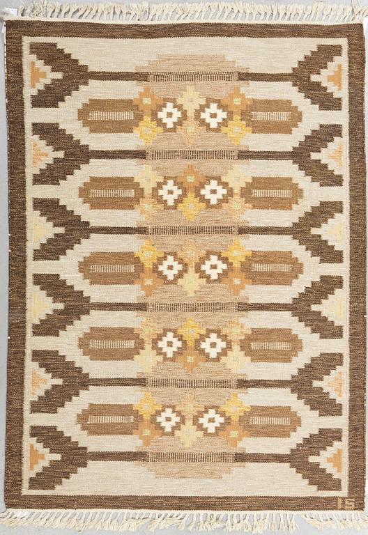 Ingegerd Silow, a carpet, flat weave, ca 198 x 139-141,5 cm, signed IS.