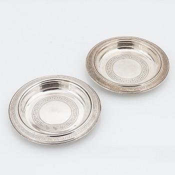 A pair of silver coasters, mark of Carl Johan Grönvall, Stockholm 1878.