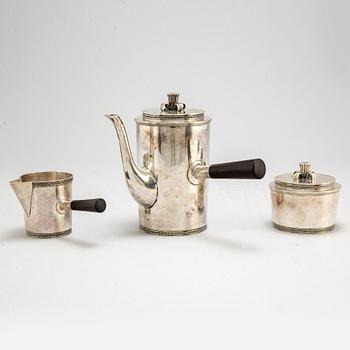 ERIC RÅSTRÖM, kaffeservis, 3 delar, silver, David Andersen & Comp AB, Stockholm, 1941.